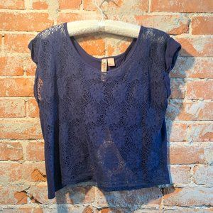 34. Eyeshadow Navy Blue Crop Top w/Butterfly or Tulip Back